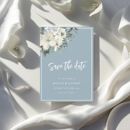 Reserva La Fecha Dusty Blue Delicate Floral Save The Date Card