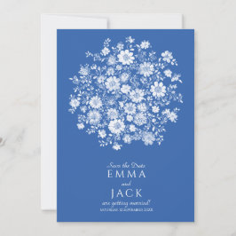 Reserva La Fecha Dusty Blue Floral Bouquet Save the Date Card