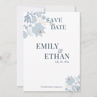 Reserva La Fecha Dusty Blue Floral Save the Date