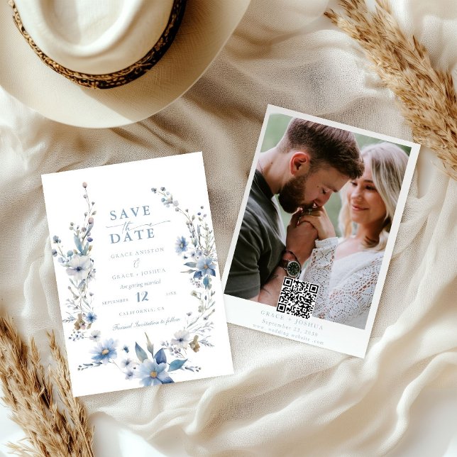 Reserva La Fecha Dusty Blue Floral Spring Boda Salve El (Subido por el creador)