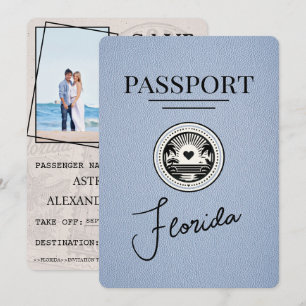 Reserva La Fecha Dusty Blue Florida Passport Save the Date