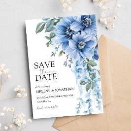 Reserva La Fecha Dusty Blue Garden Flores Elegante Boda