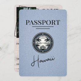 Reserva La Fecha Dusty Blue Hawaii Passport Save the Date
