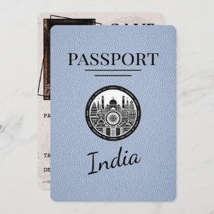 Reserva La Fecha Dusty Blue India Passport Save the Date