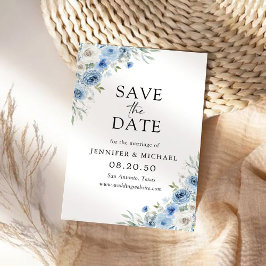 Reserva La Fecha Dusty Blue Ivory Save the Date Card