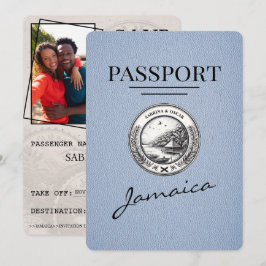 Reserva La Fecha Dusty Blue Jamaica Passport Save the Date