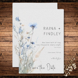 Reserva La Fecha Dusty Blue Meadow Wildflowers Boda moderna