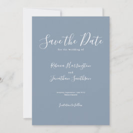 Reserva La Fecha Dusty Blue Minimal Wedding Save The Date