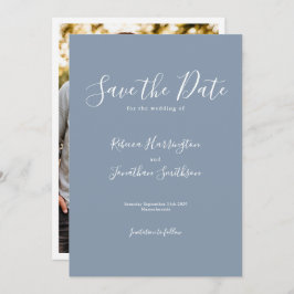 Reserva La Fecha Dusty Blue Minimal Wedding Save The Date