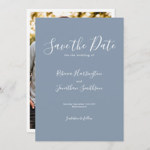 Reserva La Fecha Dusty Blue Minimal Wedding Save The Date