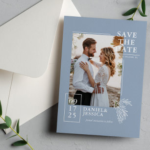 Reserva La Fecha Dusty Blue Modern Photo Wedding Salva La Fecha