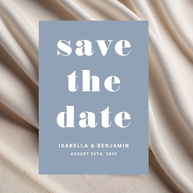 Reserva La Fecha Dusty Blue Modern Typography Boda (Dusty Blue Modern Typography Wedding Save The Date)
