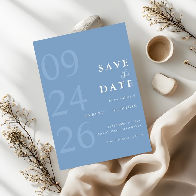 Reserva La Fecha Dusty Blue Modern Typography Minimalist Wedding (Subido por el creador)