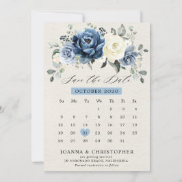Reserva La Fecha Dusty Blue Navy Champagne Calendario de Marfil Sa