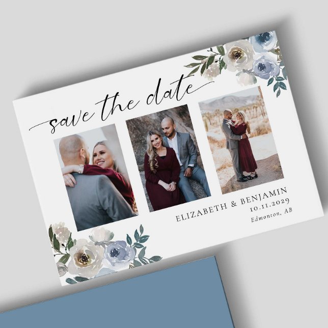 Reserva La Fecha Dusty Blue Photo Wedding Salven la fecha elegante (Subido por el creador)