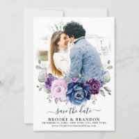 Dusty Blue Purple Navy Lilac florece Boda.