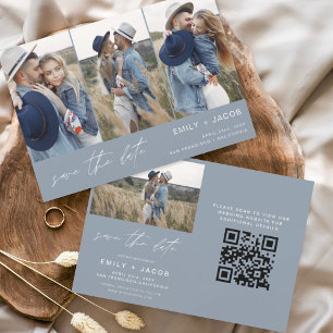 Reserva La Fecha Dusty Blue QR Code Modern Save the Date 4 Photo