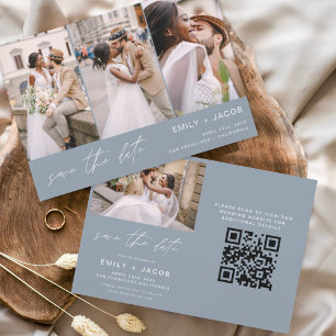 Reserva La Fecha Dusty Blue QR Code Modern Save the Date 4 Photo