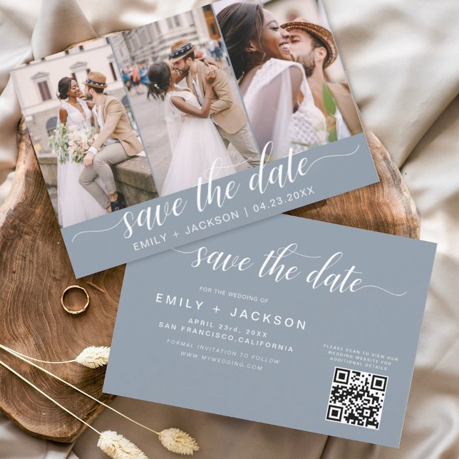 Reserva La Fecha Dusty Blue QR Code - Save the Date 3 Photo (Subido por el creador)