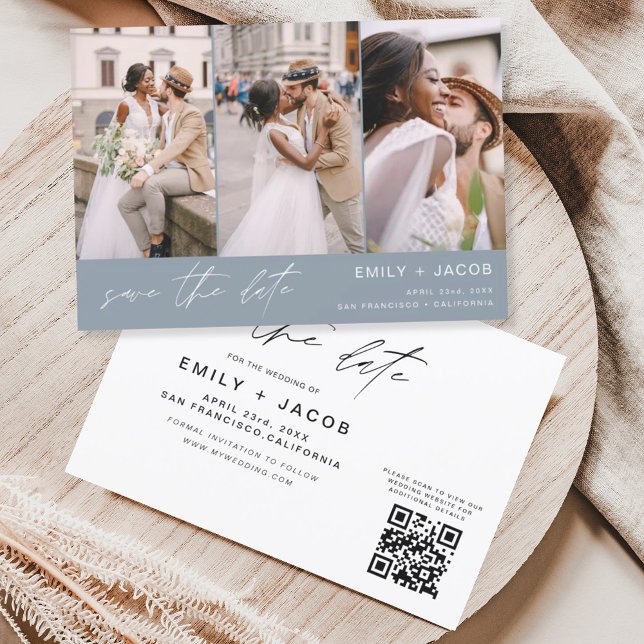 Reserva La Fecha Dusty Blue QR Code Save the Date - 3 Photo (Subido por el creador)