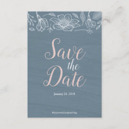 Reserva La Fecha Dusty Blue & Rubor Flowers Wedding Save The Date