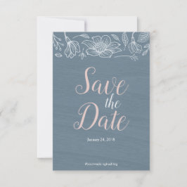 Reserva La Fecha Dusty Blue & Rubor Flowers Wedding Save The Date