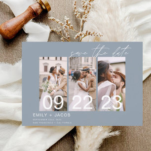 Reserva La Fecha Dusty Blue Save the Date 3 Photo Elegant