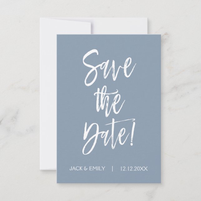 Reserva La Fecha Dusty Blue Save the Date Card (Anverso)