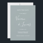 Reserva La Fecha Dusty Blue Script Wedding Guardar la fecha<br><div class="desc">Dusty Blue Script Wedding Guardar la tarjeta de fecha con nombres de estilo de firma,  este elegante Dusty Bluesave la tarjeta de fecha puede ser personalizada con su información especial del día de la boda en letras de moda.</div>