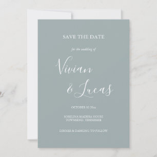 Reserva La Fecha Dusty Blue Script Wedding Guardar la fecha