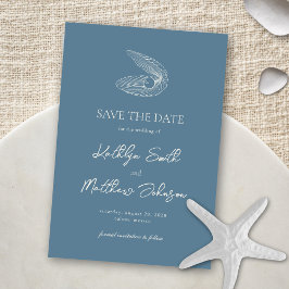 Reserva La Fecha Dusty Blue Shell Beach Ocean Destination Wedding