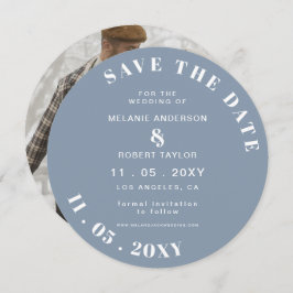 Reserva La Fecha Dusty Blue Simple Photo Save The Date