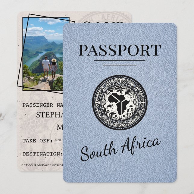 Reserva La Fecha Dusty Blue South Africa Passport (Anverso / Reverso)