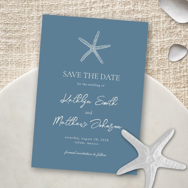 Reserva La Fecha Dusty Blue Starfish Beach Destination Wedding (Subido por el creador)