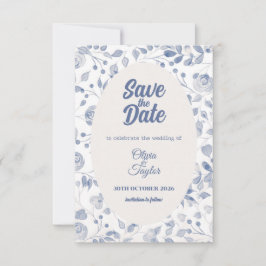 Reserva La Fecha Dusty Blue Watercolor Flora Save The Date Card