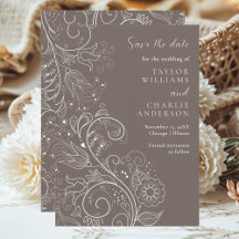 Dusty Brown Elegant Floral Wedding Save The Date
