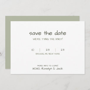 Reserva La Fecha Dusty Green Casual Handwriting Tirando El Nudo