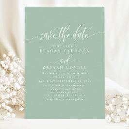 Reserva La Fecha Dusty Mint Elegant Calligraphy Save the Date