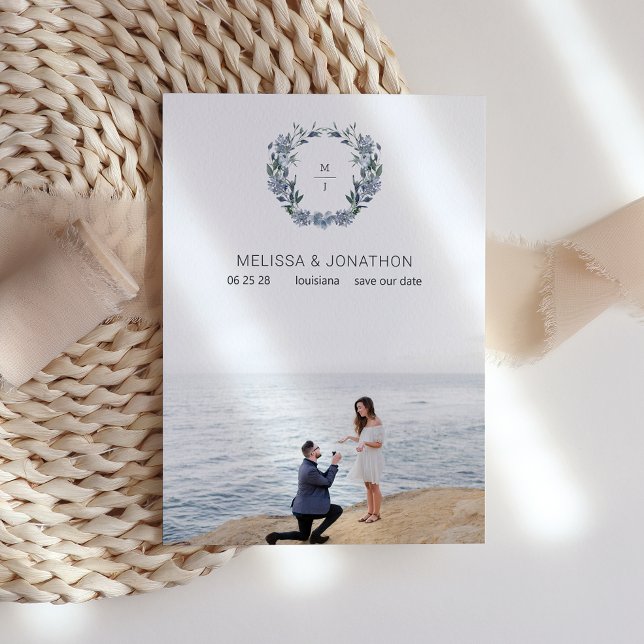 Reserva La Fecha Dusty Pastel Flores Azules Novia Salvar La Fecha (Subido por el creador)