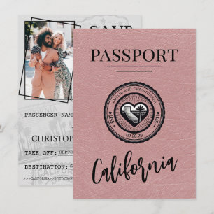 Reserva La Fecha Dusty Rosa California Passport Save the Date
