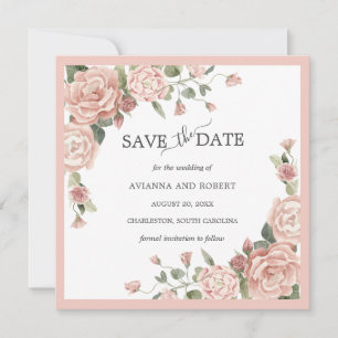 Reserva La Fecha Dusty Rosa Floral Eucalyptus Wedding Salven La Fec
