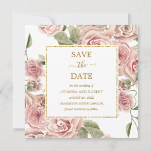 Reserva La Fecha Dusty Rosa Floral Eucalyptus Wedding Salven La Fec