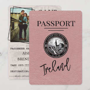 Reserva La Fecha Dusty Rosa Irlanda Passport Save the Date