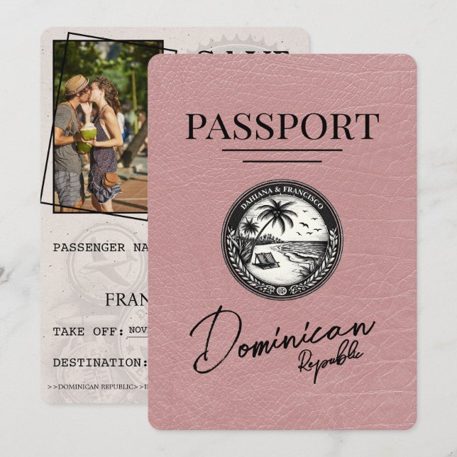 Reserva La Fecha Dusty Rosa Pasaporte República Dominicana (Anverso / Reverso)