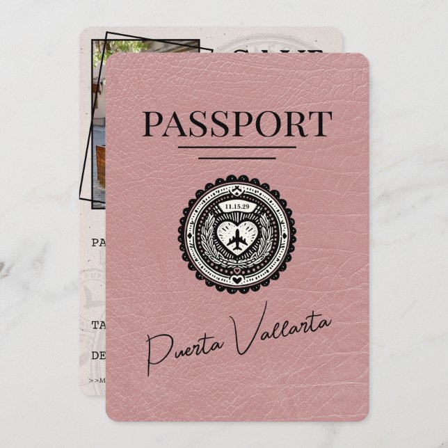 Reserva La Fecha Dusty Rosa Puerta Vallarta Passport Guardar la fec (Anverso / Reverso)