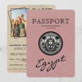 Reserva La Fecha Dusty Rose Egypt Passport Wedding Save the Date