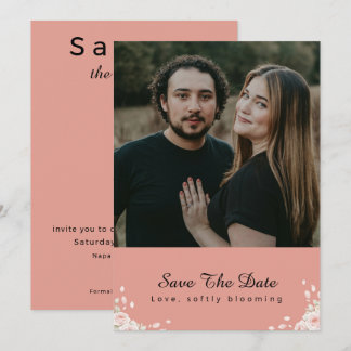 Reserva La Fecha Dusty Rose Whispered Petal Modern Script photo