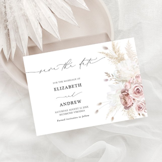 Reserva La Fecha Dusty Rose y Floral Blush Save the Date (Subido por el creador)