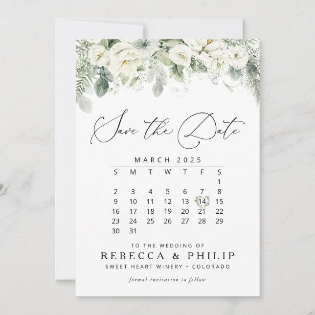 Reserva La Fecha Dusty Sage Green Flat Save the Date Card (Anverso)