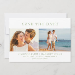 Reserva La Fecha Dusty Sage Green Text Three Photo Boda